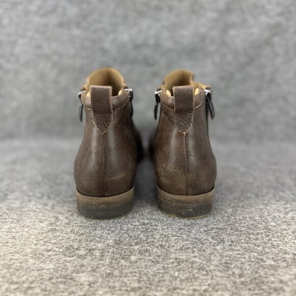 ✅Franco Sarto Boot Women's 9.5Keegan Brown Leather Double Side Zip Ankle Booties - Picture 8 of 10